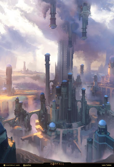 ArtStation - Godfall - Air Realm early concepts , Leon Tukker Dystopian Wars, Dnd Places, Zodiac Stories, Create This Book, Alternate Worlds, Sci Fi Environment, My Fantasy World, Image Painting, Urban Landscapes