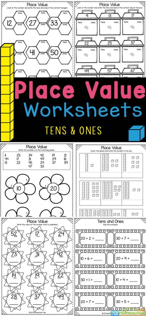 These fun, free printable place value worksheets are great for young children to understand how numbers work. These tens and ones worksheets are handy, NO PREP, math printables that allow pre-k, kindergarten, and first graders enjoy learning about place value while concentrating on learning about tens and ones. Simply print tens and ones worksheets pdf and you are ready to play and learn! Free Place Value Worksheets 2nd Grade, Subtraction Games Kindergarten, Missing Number Worksheets, Free Math Printables, Teaching Place Values, Tens And Units, Fun Math Worksheets, Free Printable Kindergarten, Subtraction Kindergarten