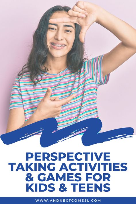 Looking for perspective taking activities or scenarios? Or maybe you're looking for games for perspective taking? Well, check out these great perspective taking activities for teens, kids in middle school, and beyond. #SocialSkills #PerspectiveTaking Perspective Taking Activities, Teaching Perspective, Empathy Activities, Activity Games For Kids, Social Skills Lessons, Social Skills For Kids, Middle School Activities, Perspective Taking, Social Skills Groups