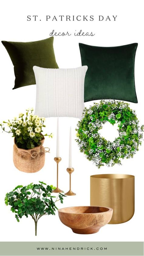 Recreate these simple St. Patrick's Day decorating ideas to honor the country of Ireland and bring beauty and greenery into your home this spring. St Patrick’s Day Decor, St Patricks Day Decorations Decor Ideas, March Home Decor, March Decor, Diy St Patricks Day Decor, San Patrick Day, Irish Farmhouse, Holiday House Decor, San Patrick