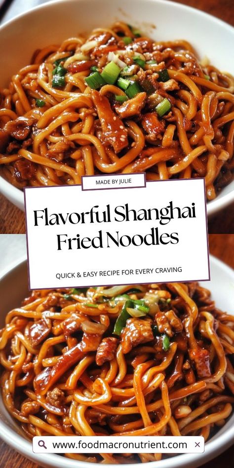 These Shanghai Fried Noodles are the ultimate comfort food! Stir-fried to perfection with a mix of crunchy vegetables, savory soy sauce, and tender noodles, this dish is packed with flavor. Perfect for those busy nights when you want a quick, satisfying meal that tastes like it came from your favorite Chinese restaurant. Food Recipes Pasta, Crunchy Vegetables, Fry Noodles, Chinese Food Recipes, Chinese Dinner, Weekly Menu Planning, Diy Snacks, Fried Noodles, Chinese Noodles