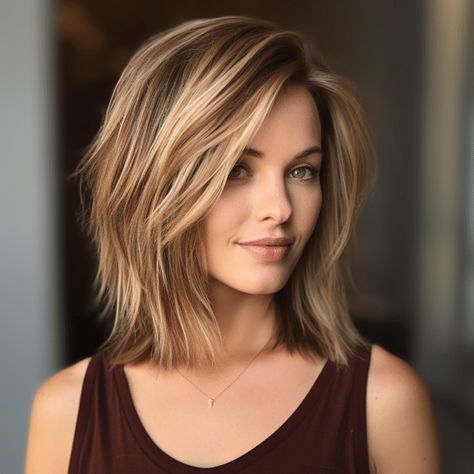 Medium Length Hair With Blonde Highlights, Haircuts For Medium Length Hair, Womens Haircuts Medium, Layered Haircuts For Medium Hair, Birthday Hair, Shoulder Length Hair Cuts, Haircuts For Medium Hair, Penteado Cabelo Curto, Hair Color And Cut