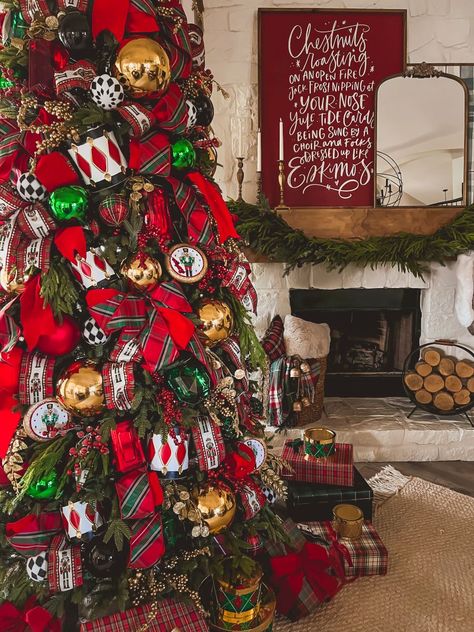 Christmas Wallpaper Christmas Tree, Home Decor Ideas Christmas, Nutcracker Christmas Tree, Christmas Living Room Decor Ideas, Christmas Living Room Decor, Christmas Tree Inspo, Storing Christmas Decorations, Christmas Nutcrackers, Village Display