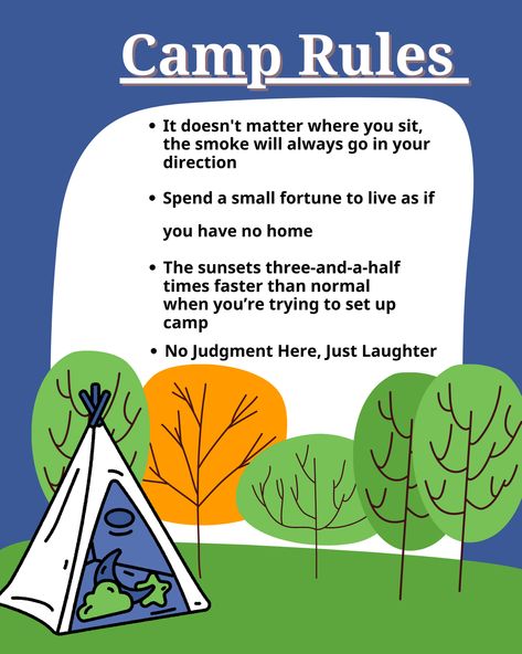 Camp Rules Ginnie Springs, Camp Ground, Camping Rules, Rules For Kids, Outdoors Activities, Go Outdoors, Half Time, Childrens Church, Children's Ministry