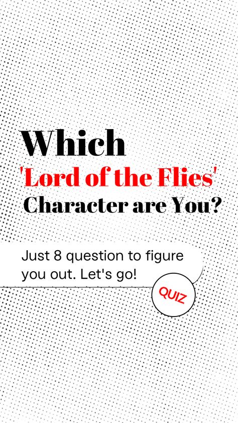 'Lord of the Flies' is a 1954 novel by the Nobel Prize-winning British author William Golding. We created this psychological test to see which Lord Of The Flies character you are.Let us know if we figure you out. Lord Of The Flies Art, Lord Of Flies, The Lord Of The Flies, Psychological Test, Book Quizzes, Fun Personality Quizzes, Fly Quotes, William Golding, Lord Of The Flies