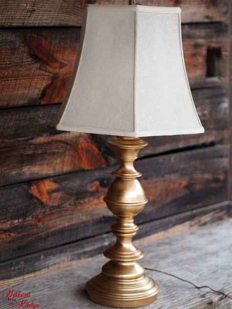 DIY Gold Rubbed Thrift Store Farmhouse Lamp Makeover Rub 'n Buff Tutorial Update Brass Lamps, Metal Lamp Makeover, Thrift Store Lamp Makeover, Entryway Doors, Farmhouse Lamp, Rub And Buff, Rub N Buff, Farmhouse Lamps, Lamp Makeover