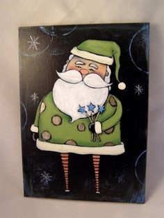 christmas folk art paintings | folk art santa paintings - Google Search Santa Paintings, Painted Christmas Cards, Wine And Canvas, Santa Patterns, Painting Christmas, Christmas Painting, Snowman Painting, Holiday Painting, 12 December