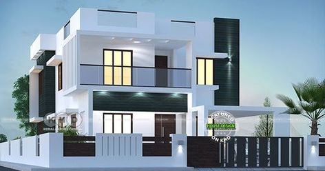 5 bedroom modern style box type house plan in an area of 2850 square feet by Dream Form from Kerala. House Design 5 Bedroom, Small Modern House Design, 30x50 House Plans, Small Modern House, Flat Roof House, Free House Plans, Architecture Magazine, Indian Home Design, Kerala House Design