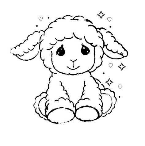 Lamb Tattoo Cute, Baby Lamb Tattoo, Baby Lamb Drawing, Lamb Gender Reveal, Sheep Drawing Simple, Cute Lamb Drawing, Lamb Doodle, Stencil Animals, Mom And Dad Tattoo