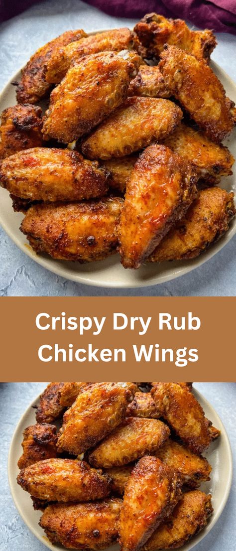 These crispy Dry Rub Chicken Wings are made with the best homemade spice blend. Instructions for either oven baking or air frying the chicken wings are included. These party wings have the flavor of smoked paprika, brown sugar, garlic powder, and more. You are in control of the flavor when you make your own spice blend! Coating For Chicken Wings, Chicken Wings And Drumsticks In The Oven, Dry Run For Chicken Wings, Copycat Chicken Wings, Wingettes And Drumettes, Dry Wings Recipe, Dry Rubbed Chicken Wings, Baked Barbeque Chicken Wings, Baked Party Wings Recipe Ovens