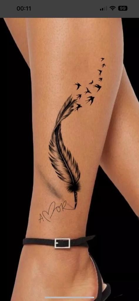 Feather Tattoos On Wrist, Feather And Dandelion Tattoo, Waistline Tattoos Women, Tattoo Plume, Small Feather Tattoo, Arm Tattoos Black, Delicate Flower Tattoo, Tattoo Pierna, Memorial Tattoo Designs