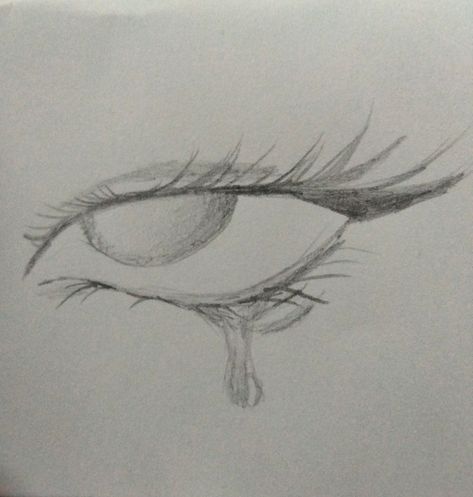 Tear Drawings Easy, Emotion Eyes Drawing, Eyes Crying Reference, Eye Contact Sketch, Tear Eyes Drawing, How To Draw Crying Eyes, Tears Draw Reference, Simple Pencil Sketches For Beginners, How To Draw A Tear Drop From An Eye