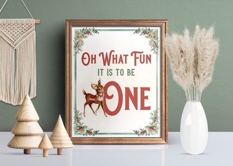 "Christmas Oh What Fun it is to Be One Sign Printable ONEderland Sign 1st Birthday Party First Birthday Sign Oh What Fun This \"Oh What Fun it is to be One!\" sign is perfect for any 1st birthday celebration around Winter, Christmas or New Years such as a \"Winter ONEderland\" or \"Snow Much Fun to be One!\" theme party! MATCHING ITEMS (Sold Separately) https://www.etsy.com/shop/pixelsandpop?search_query=BC22 WHAT'S INCLUDED You will instantly access a high resolution printable PDF file for the Holiday 1st Birthday, 1st Birthday Holiday Theme, Oh What Fun It Is To Be One Birthday Christmas, Oh What Fun Christmas Sign, 1st Birthday At Christmas Time, Onederful Christmas Birthday, Snowman First Birthday, 1st Birthday Party Ideas Christmas, Christmas Birthday Party 1st Decorations