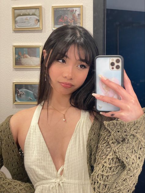 Asian With Bangs Fringes, Soft Wispy Bangs Straight Hair, Layers For Medium Length Hair Wispy Bangs, Japanese Wispy Bangs, Fringe Bangs Asian Hair, Wispy Bangs Vs Full Bangs, Asian Fringe Bangs, Hybrid Bangs, Pretty Hairstyles With Bangs