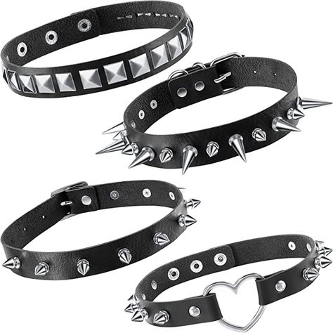 Stil Rock, Punk Choker, Gothic Choker Necklace, Leather Choker Collars, Goth Choker, Grunge Accessories, Punk Women, Studded Collar, Gothic Chokers