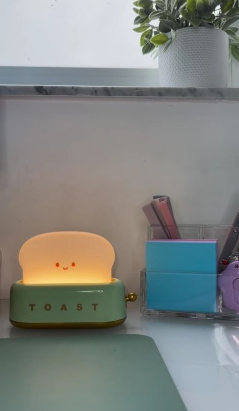 Toast Lamp, Cute Lamp, Bedside Lamp, Dorm Room, Room Ideas, Toast, Cherry, Quick Saves, Dorm Rooms