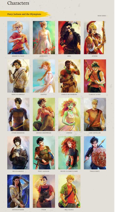 percy jackson characters by viria. is now officially on rick riordan's blog :'D I'm happy now!! #characters Percy Jackson Official Art, Riordanverse Fanart, Heroes Of Olympus Characters, Percy Jackson Gods, Percy Jackson Fanart, Percy Jackson Drawings, Percy Jackson Comics, Percy Jackson Wallpaper, Zio Rick