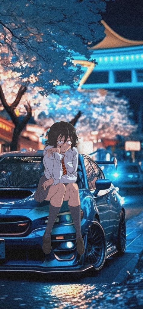 Akira Asai Gif, Itasha Cars Anime, Cars With Anime, Car X Anime, Jdm Anime Wallpaper, Gif Cute, Woman Wallpaper, Anime Woman, Gaming Anime