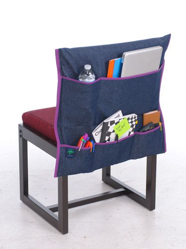 Sneaky Dorm Room Space-Savers  Organize your digs in style with these cute accessories that double as storage solutions! Practical Pockets.  Create extra space for your books and school supplies by slipping this cool Aussie Pouch storage pouch onto the back of your chair. $19,95 Aussie Pouch Dorm Chair Pocket Dorm Room Space Savers, Chair Organizer, Dorm Chair, College Dorm Storage, College Storage, Chair Pockets, Dorm Chairs, Dorm Sweet Dorm, Dorm Storage