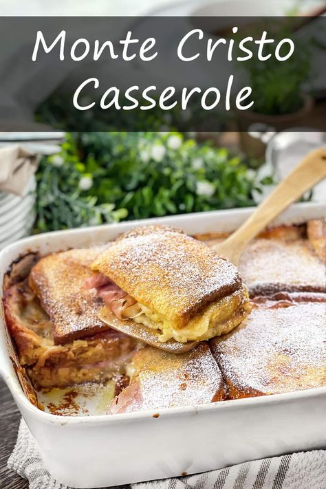 Montecristo Casserole, Monte Cristo Casserole, Monte Cristo Recipe, Casserole Breakfast, Monte Cristo Sandwich, Egg Custard, Perfect Brunch, Monte Cristo, Knife And Fork