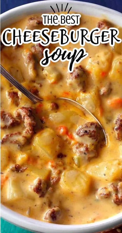 Frozen Hashbrowns, Cheese Burger Soup Recipes, Homemade Soup Recipe, Cheeseburger Soup, Crockpot Soup Recipes, Delicious Soup Recipes, Soup Recipes Slow Cooker, Easy Soups, Easy Soup Recipes