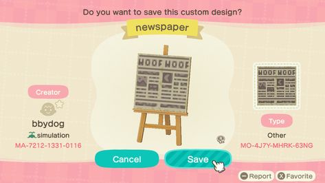 Pet Signs, Animal Crossing Qr, Silly Animals, Dark Academia, Animal Crossing, Newspaper, Custom Design, Coding, Animals