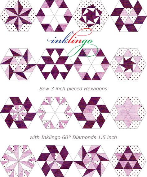 60 degree diamonds 60 Degree Diamond Quilt Pattern Free, 60 Degree Triangle Quilt, 60 Degree Diamond Quilt Pattern, 45 Degree Diamond Quilt Pattern, Epp Diamond Patterns, Epp Diamond Quilt Patterns, Epp Honeycomb Patterns, Patchwork Quilt, Millefiori Quilts