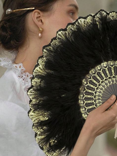 2pcs Artificial Feather Hand Fan, 1920s Vintage Women's Folding Handheld Fan, Clothing Wedding Party Costume DecorationI discovered amazing products on SHEIN.com, come check them out! Feather Hand Fan, 1920s Vintage, Handheld Fan, Hand Held Fan, The Great Gatsby, Hand Fan, Amazing Products, Gatsby, Costume Party