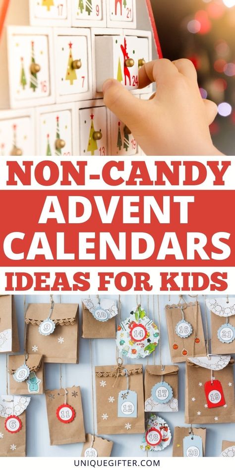 The best non-candy advent calendar idea | Non-candy Christmas | Candy-Free Holiday | Thoughtful Christmas Gifts | Unique Gifts for Kids | Non-Candy Holiday Presents | #Christmas #Giftideas #Candyfreegifts #non-candygifts #kidsgifts Advent Calander Ideas For Kids, Things To Put In An Advent Calendar, Non Candy Advent Calendar Ideas, What To Fill Advent Calendar With, Diy Kids Advent Calendar Ideas, No Candy Advent Calendar, Diy Advent Calendar For Toddlers, Advent Countdown For Kids, Advent Calendar Gifts For Kids