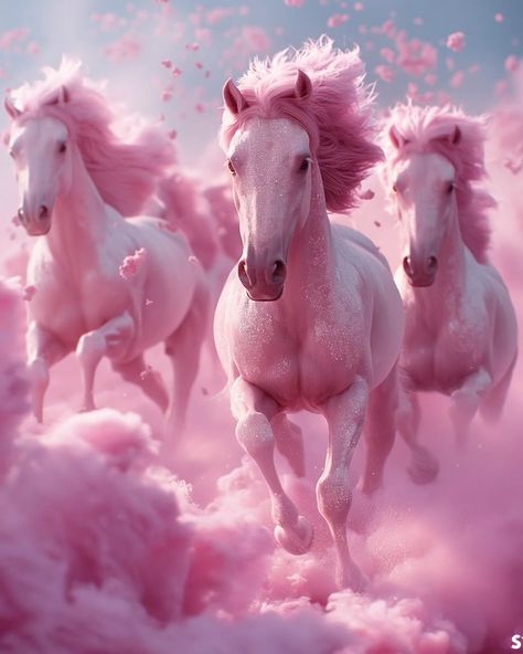 #horses and the #clouds Pink Horse, Painting Pictures, Fantasy Horses, Cloud Painting, Stage Design, Beautiful Fantasy Art, Pictures To Paint, The Clouds, Horse Riding