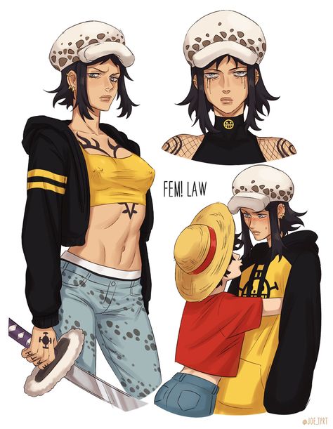 Female Ace One Piece, Trafalgar Law Genderbend, One Piece Outfit Ideas, Fem Law, Character Design Art, Jokes And Puns, Arte Nerd, One Piece Cosplay, One Piece Ship