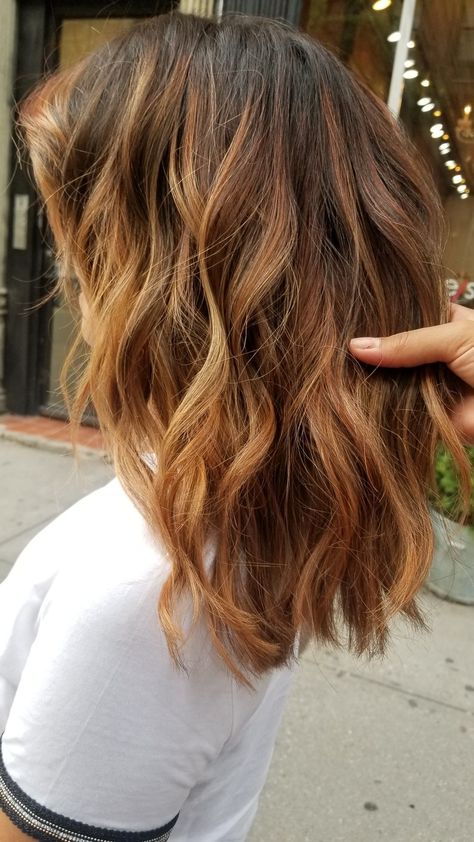 Fashion Bax Full Copper Balayage, Bronde Balayage Copper, Natural Copper Balayage, Brunette Copper Balayage, Copper Toned Hair, Warm Copper Balayage Brunette, Partial Balayage Brunettes, Bronze Balayage, Ginger Bob