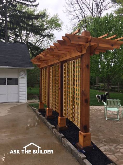 Pergola Ideas for Small Patios - Ask the Builder Open Pergola Ideas, Pergola Patio Ideas Freestanding, Swing Pergola Ideas, Decorative Pergola, Ideas For Small Patios, Pergola Fence, Privacy Trellis, Arbor Ideas, Small Patios