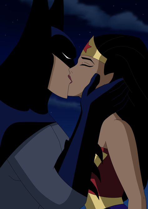 Batman and Wonder Woman Kiss Wonder Woman And Batman, Batman X Wonder Woman, Batman And Wonder Woman, Justice League Animated, Wonder Woman Batman, Batman Love, Wonder Woman Art, Batman Wonder Woman, Batman And Catwoman