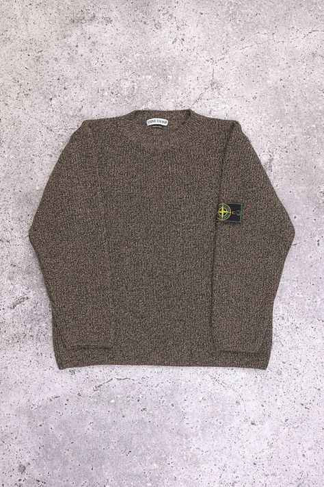 Stone Island SS97 Stone Island Havy Wool Knitted Sweater | Grailed Stone Island Knit, Wishlist Clothes, Italian Designers, Men's Tops, Stone Design, Knit Outfit, Stone Island, Knitted Sweater, Vintage Men