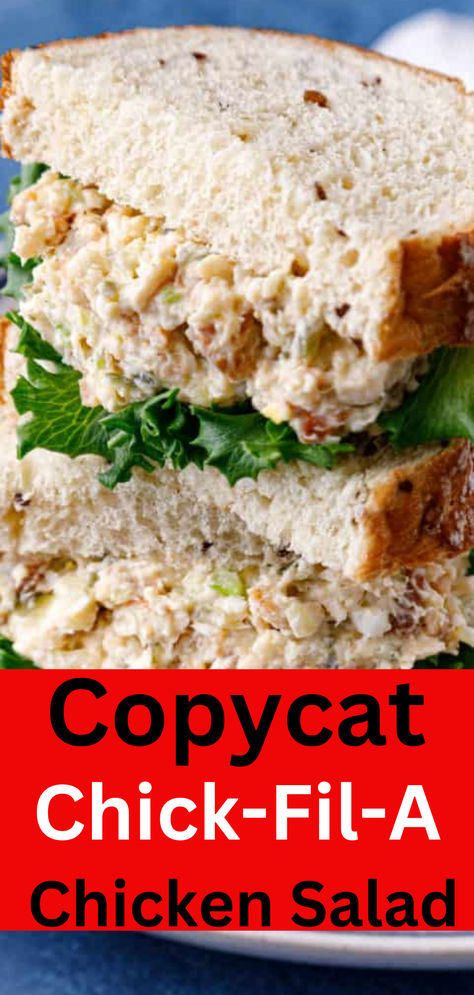 Copycat Chick-Fil-A Chicken Salad Best Homemade Chicken Salad, Copycat Chick Fil A Chicken Salad, Leftover Chicken Lunch Ideas, Lunch Meat Salad, Chicken Salad Healthy Recipe, Best Chicken Salad Recipe Homemade, Sweet Chicken Salad Recipe, Chicken Salad Chick Copycat Recipes, Chick Fil A Chicken Salad