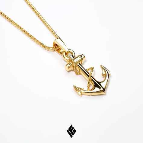 Anchor Necklace Men, Gold Pendants For Men, Anchor Pendant, Anchor Necklace, Bridal Jewelry Collection, Neck Chain, Gold Earrings Designs, Gold Plated Chains, Men Necklace