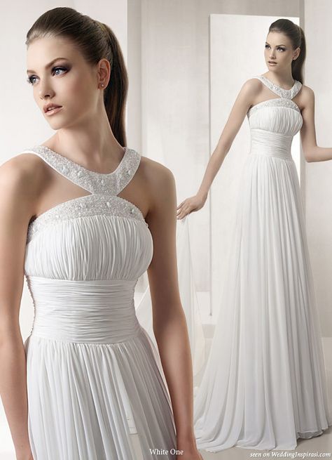 Halter Neckline Wedding Dress, Grecian Neckline, 2010 Wedding, Grecian Wedding Dress, European Wedding Dresses, Grecian Wedding, Wedding Inspirasi, European Wedding, Beautiful Wedding Gowns