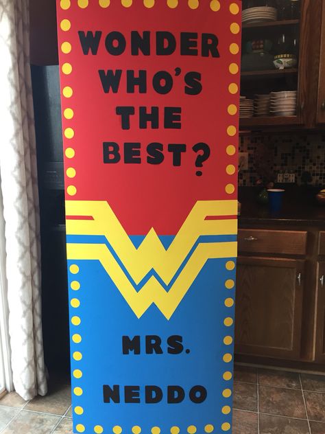 Teacher Appreciation Door Decoration "Wonder Woman Super Hero!" Superhero Classroom Door, Teacher Appreciation Week Door, Superhero Teacher Appreciation, Teacher Appreciation Door, Teacher Appreciation Door Decorations, Teacher Appreciation Poster, Teacher Door Decorations, Teacher Appreciation Doors, Superhero Teacher