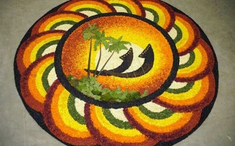 Flower Carpet Design Onam, Onam Pookalam Design Drawing, Onam Pookalam Design, Onam Pookalam, Pookalam Design, Simple Flower Rangoli, Rangoli Designs For Competition, Flower Carpet, Onam Festival