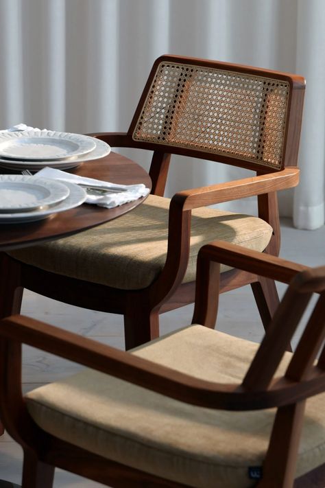 Kaya chairs by Morgan Furniture | Dezeen Showroom Rattan Design, Chair Design Wooden, Jw Marriott, Single Chair, The Dinner, Dining Table Design, Solid Wood Furniture, Living Room Coffee Table, Lounge Chairs