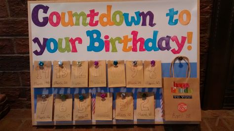 Diy Birthday Countdown Calendar, Gift Everyday Until Birthday, Countdown To Birthday Gifts, 18th Birthday Advent Calendar, Diy Birthday Countdown Ideas, Birthday Countdown Gifts For Him, Countdown Birthday Gifts Ideas, Countdown To Birthday Ideas, 18th Birthday Countdown Ideas