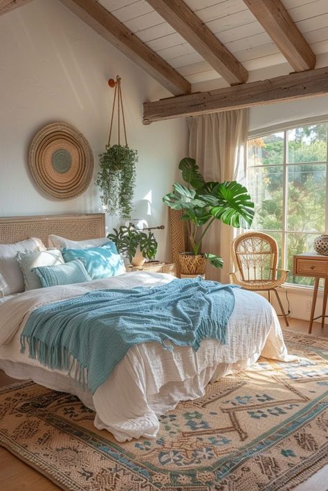 Boho Costal Bedroom, Soft Sofas, Ocean Inspired Bedroom, Wardrobe Renovation, Boho Coastal Bedroom, Costal Bedroom, Coastal Bedroom Ideas, Boho Ocean, Bedding Style