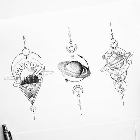 Universe Tattoo, Planet Tattoos, Instagram Illustration, Geometric Tattoo Design, Black And White Illustrations, Space Tattoo, Lucy Heartfilia, Black And White Illustration, Mandala Tattoo