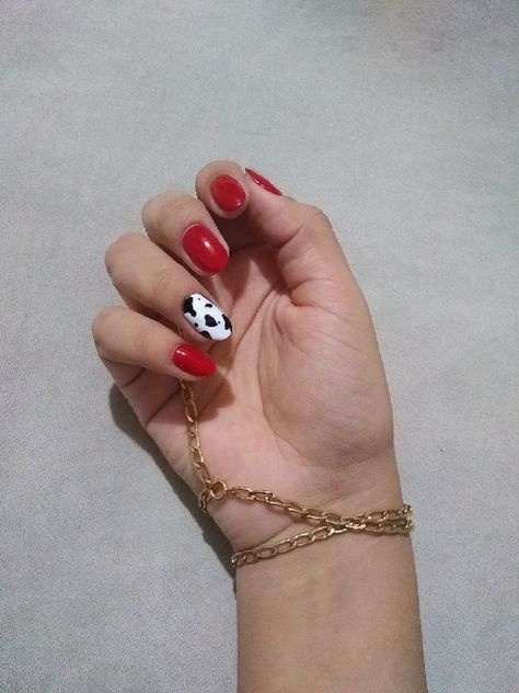 Red Nails With Cow Print, Red And Cow Print Nails, Red Country Nails, Red Cow Print Nails, Cowboy Nails, Hoco Nails, Western Nails, Country Nails, Makeup Stuff