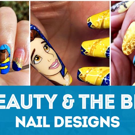 Beauty And The Best Nail Designs, Beauty And Beast Nails, Beauty And The Beast Nails Acrylic, Beauty And The Beast Nails Designs, Belle Nails Disney, Beauty And The Beast Nails, Belle Nails, No Chip Nails, Belle Disney