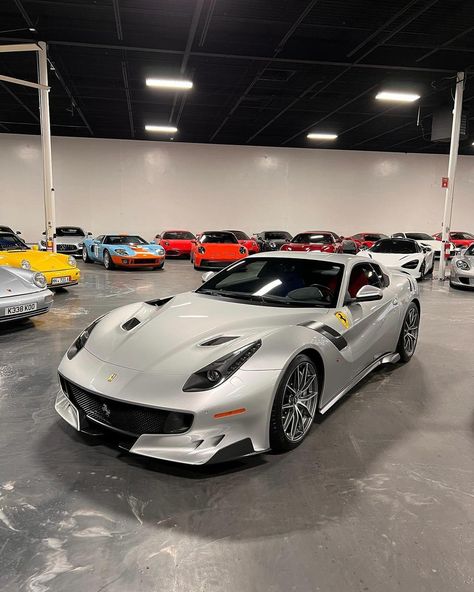 A Tailor Made F12 TDF photographed by @realcarfreaks. This F12 TDF is painted in Crystal Silver, originally a Porsche color, with a… | Instagram Ferrari F12 Tdf, F12 Tdf, Rare Diamond, Ferrari F12, Racing Seats, Forged Wheels, Couples Goals, Cute Couples Goals, Sports Cars