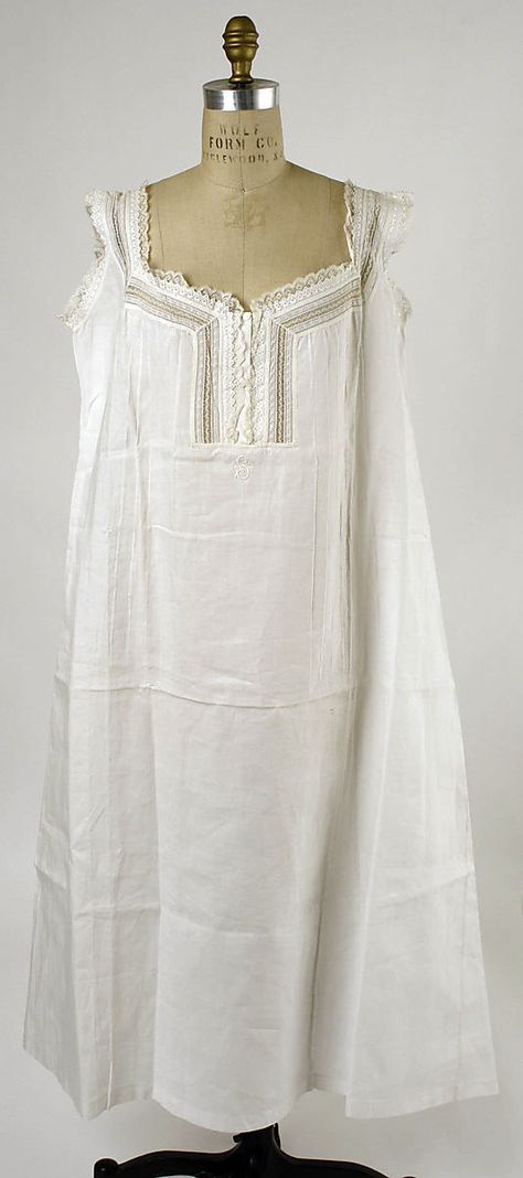 Chemise  Date: 1880s Culture: American (probably) Medium: linen 1800s Clothing, 1880s Fashion, 1800s Fashion, Bustle Dress, Art Costume, Period Outfit, Costume Institute, September 10, Lingerie Dress