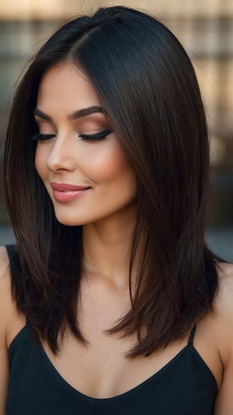 Long Bob Haircuts Dark Brown, Front Haircut For Women, Haïr Cut For Shoulder Length Hair, Medium Length Hair Highlights Brunettes, Maternity Haircut, Medium Layered Haircuts For Round Faces, Short Haircuts For Round Faces Straight Hair, Front Haircut For Round Face, Mom Cut 2024