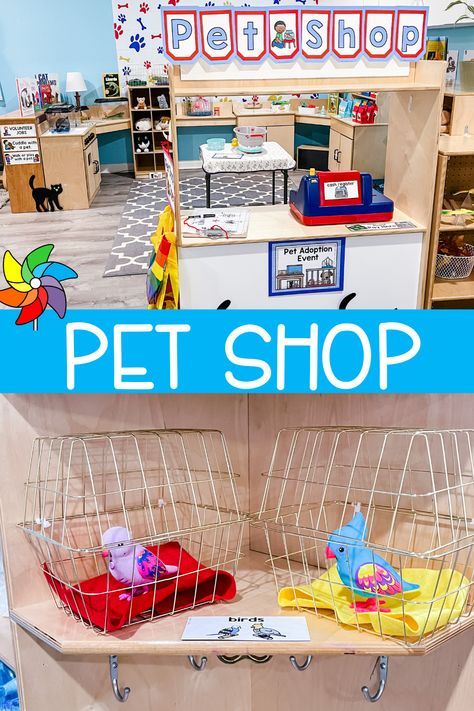 Veterinarian Kindergarten Activities, Animals Dramatic Play Preschool, Pet Shop Preschool Activities, Animal Theme Dramatic Play, Pet Theme Dramatic Play, Preschool Pet Adoption, Vet Shop Dramatic Play, Pet Study Creative Curriculum Centers, Pet Adoption Dramatic Play